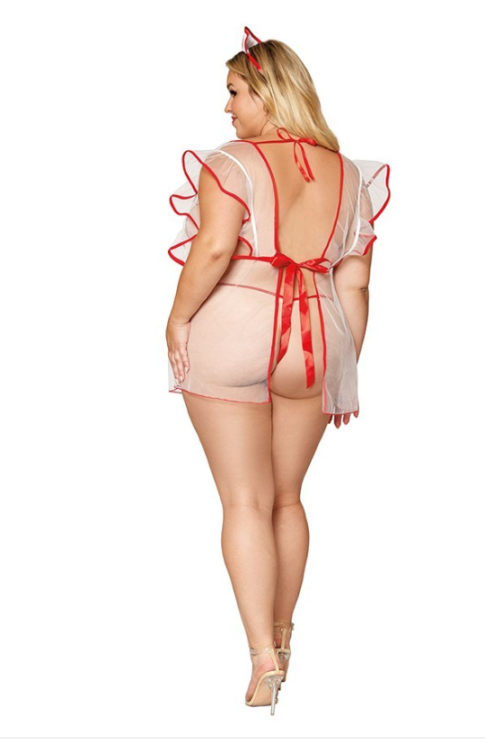 Women's Plus Size Intensive Care Nurse Play Lingerie Set Costume- White -  Curvy Sense