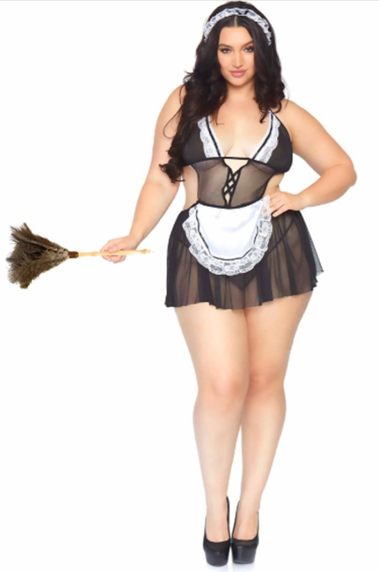 DONNA DI CAPRI Intimates Plus Size "Molly Maid"  Play Lingerie Set  Costume- Black