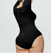 CHICCTHY TOP Intimates Plus Size Snatched Long Sleeve bodysuit Shapewear- Black