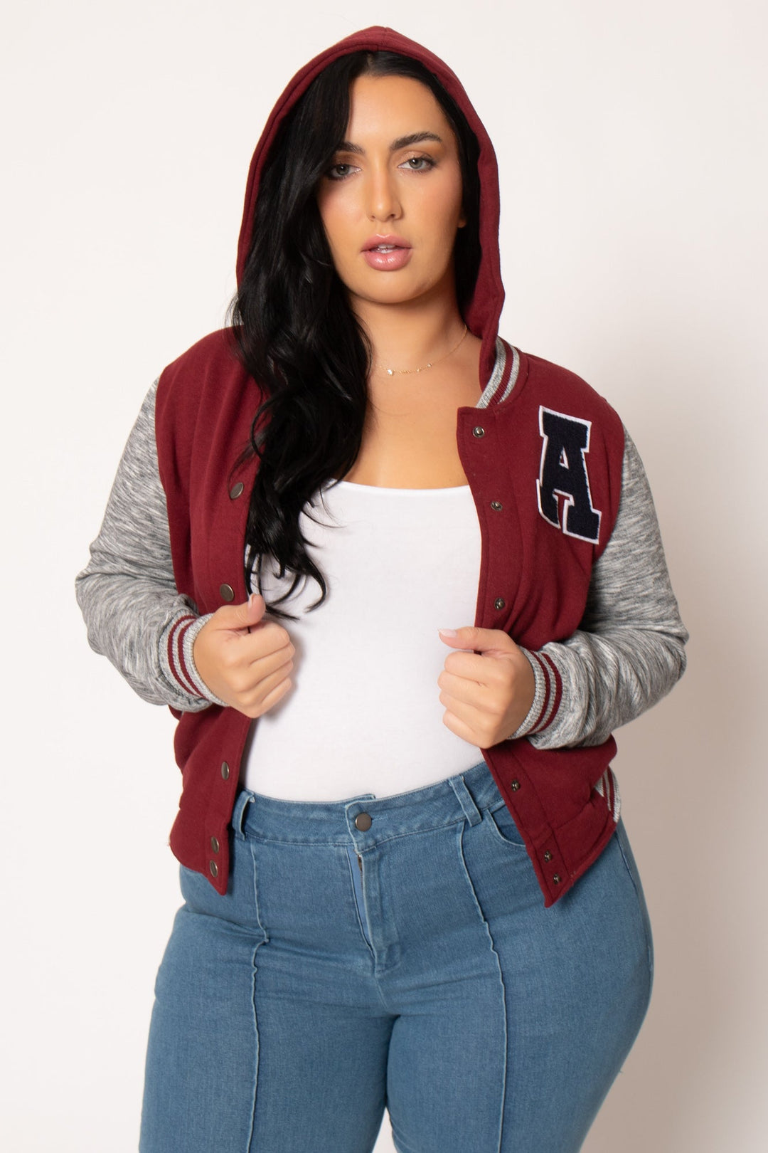Reflex Jackets And Outerwear Plus Size All Star Varsity Jacket - Burgundy