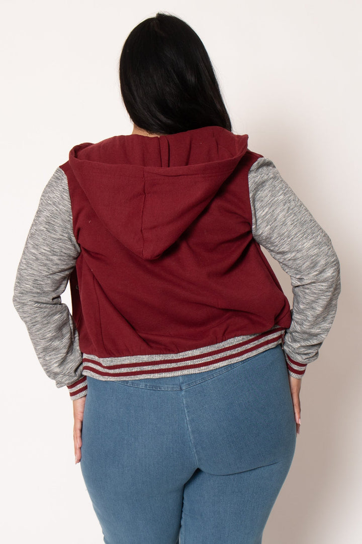 Reflex Jackets And Outerwear Plus Size All Star Varsity Jacket - Burgundy