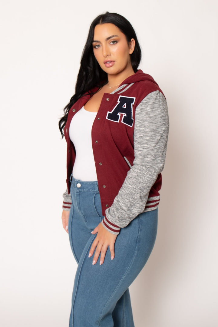 Reflex Jackets And Outerwear Plus Size All Star Varsity Jacket - Burgundy
