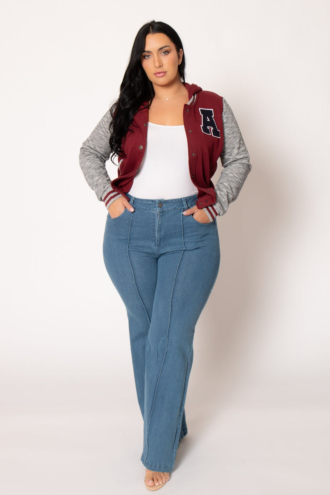 Reflex Jackets And Outerwear Plus Size All Star Varsity Jacket - Burgundy