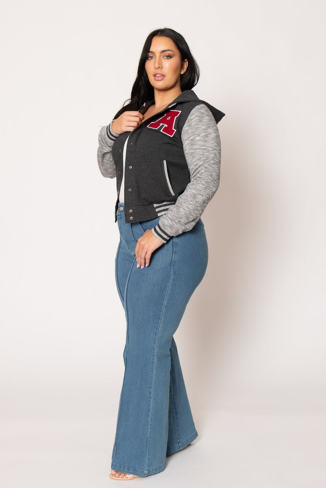 Reflex Jackets And Outerwear Plus Size All Star Varsity Jacket - Charcoal