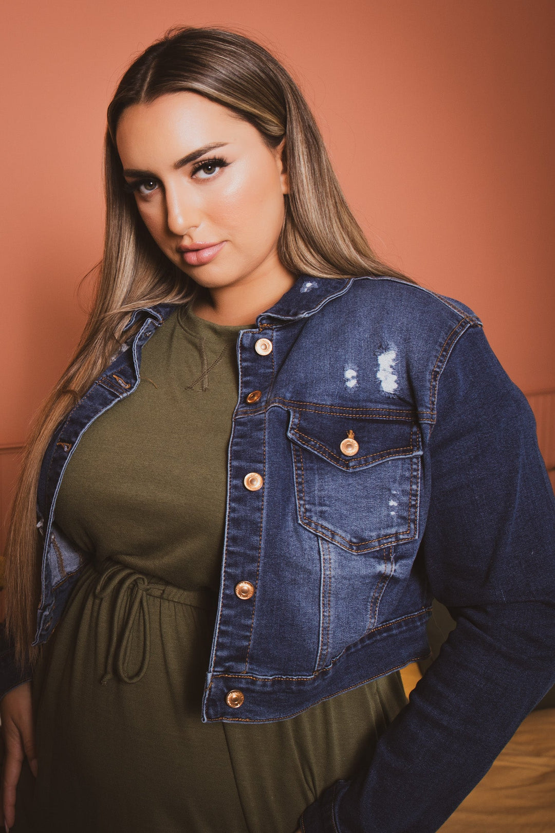 Wax Jean Jackets And Outerwear Plus Size Austin Destroyed Denim  Jacket - Dark Wash