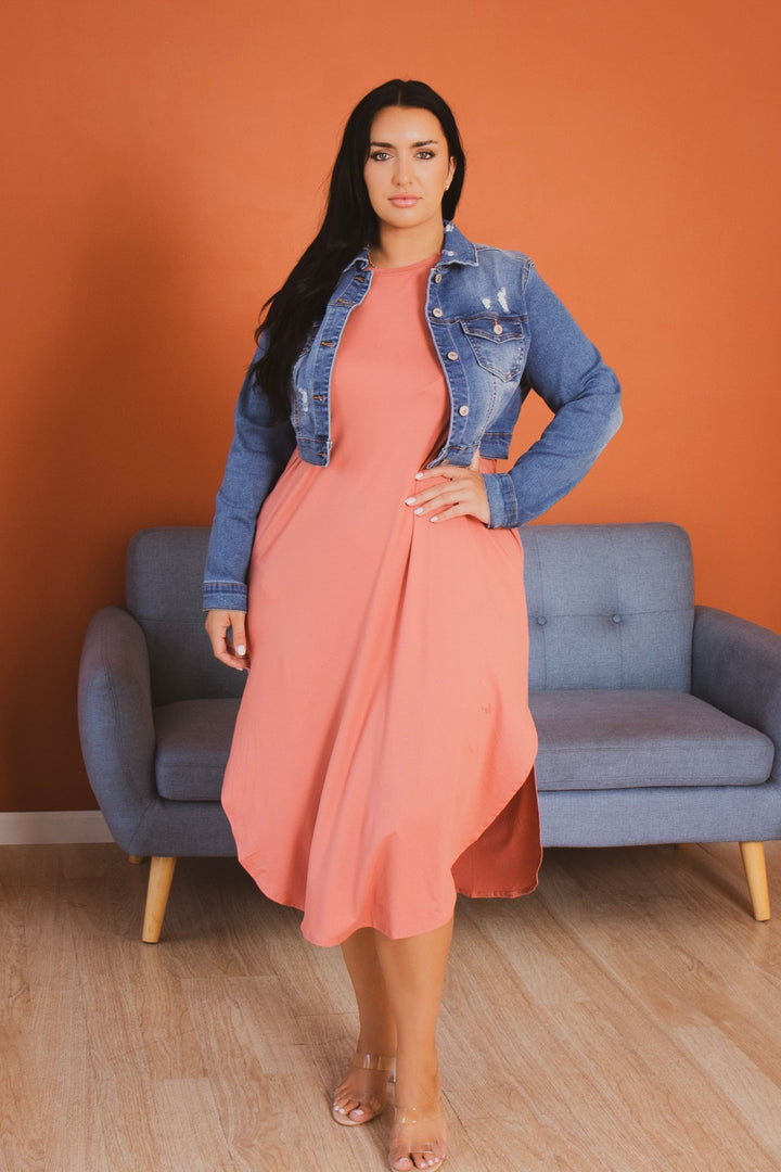 Wax Jean Jackets And Outerwear Plus Size Austin Destroyed Denim  Jacket -Medium  Wash