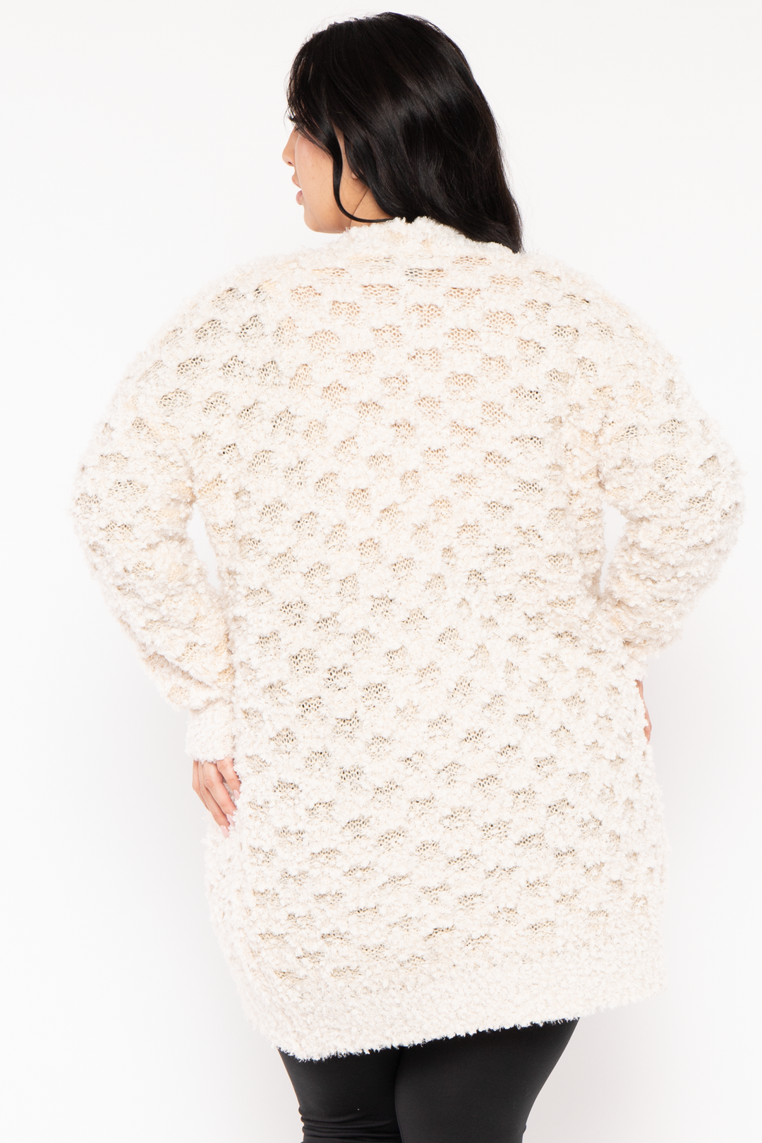 Davi & Dani Jackets And Outerwear Plus Size Christy Fuzzy  Cardigan  - Ivory