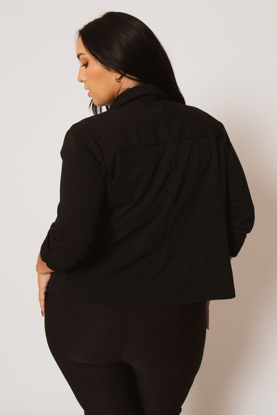 Blue Leopard Jackets And Outerwear Plus Size Essential Jacket  - Black