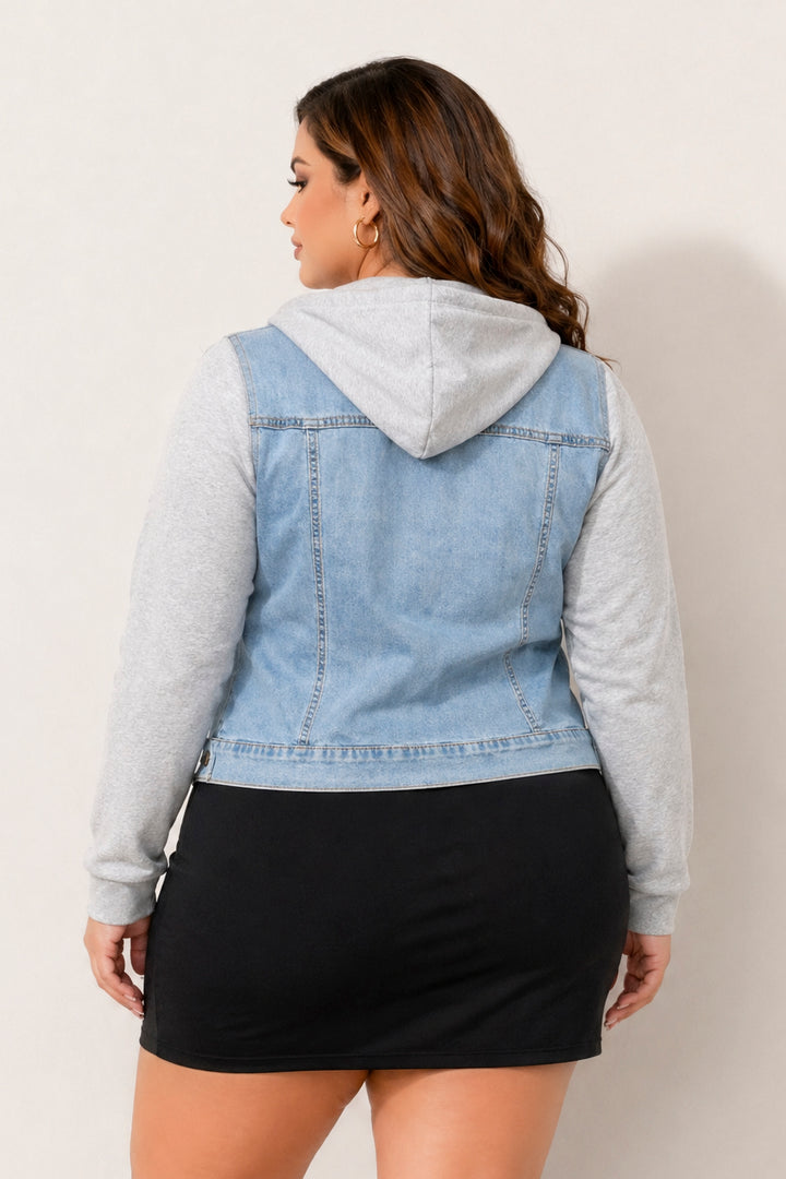 Wax Jean Jackets And Outerwear Plus Size Hoodie Denim Jacket - Light Wash