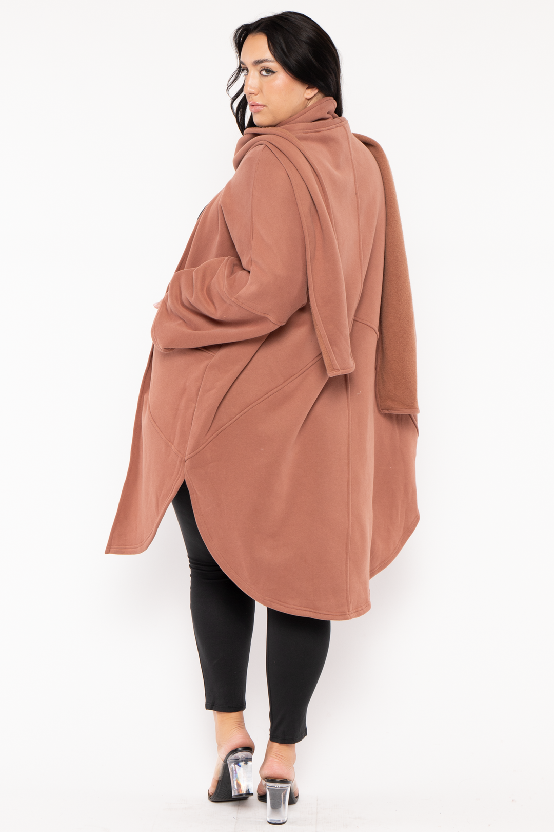 Jade By Jane Jackets And Outerwear 1X/2X / Terracotta Plus Size Keri Scarf Cardigan  - Terracotta