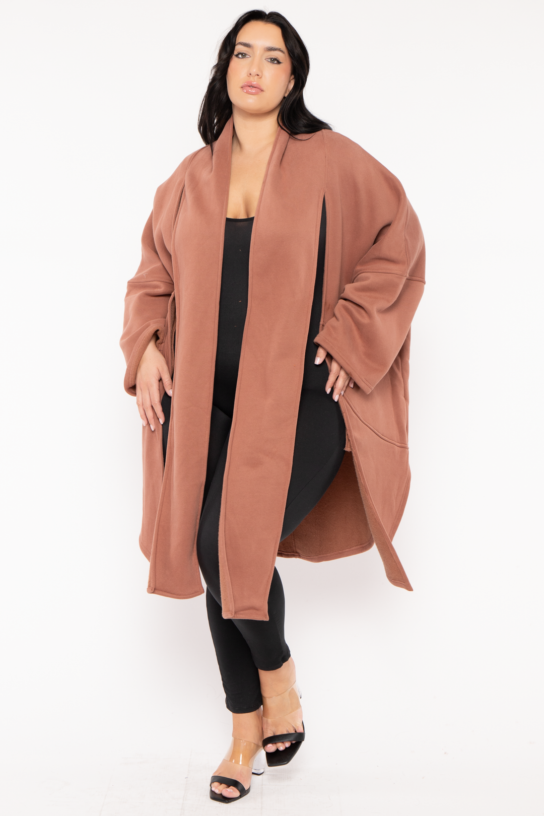 Jade By Jane Jackets And Outerwear 1X/2X / Terracotta Plus Size Keri Scarf Cardigan  - Terracotta