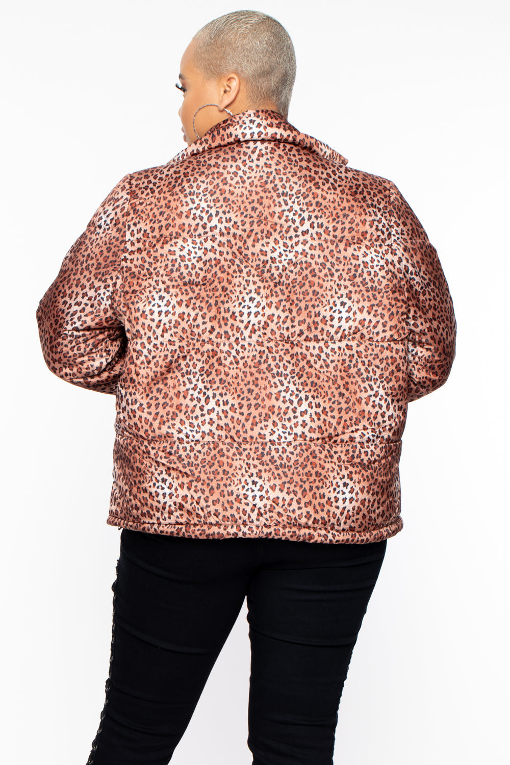 Jou Jou Jackets And Outerwear Plus Size Leopard Print Puffer Coat - Brown
