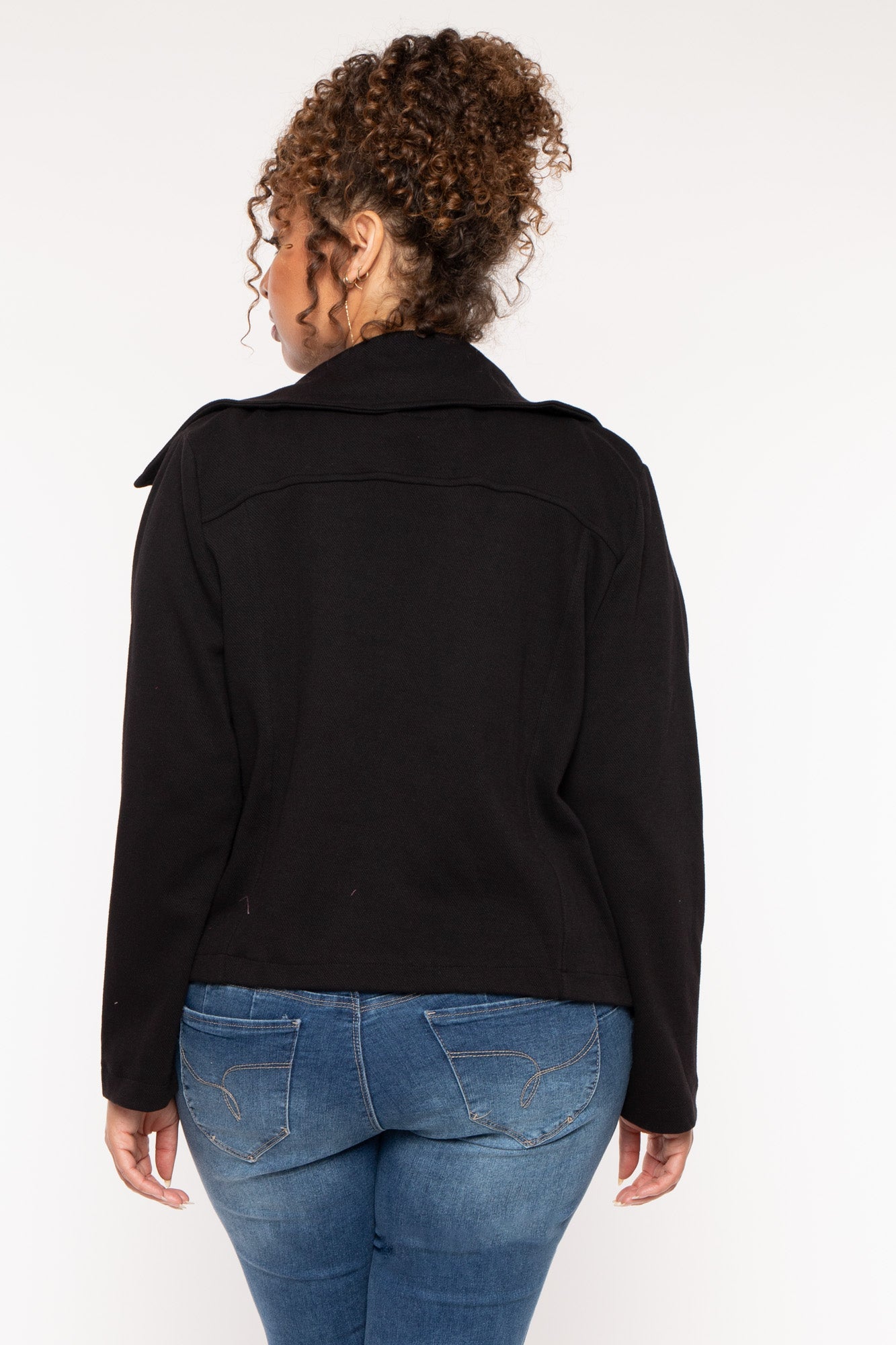 Plus Size Moto Zip-Up Jacket - Black – Curvy Sense