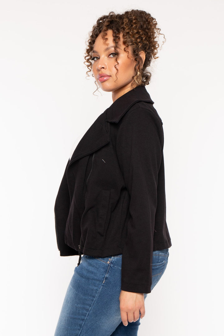 CULTURE CODE Jackets And Outerwear Plus Size Moto Zip-Up  Jacket - Black