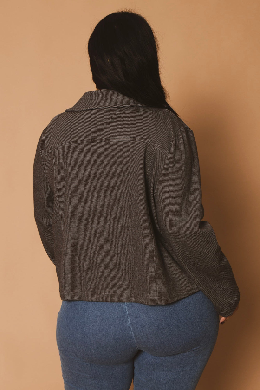 CULTURE CODE Jackets And Outerwear Plus Size Moto Zip-Up  Jacket -Charcoal