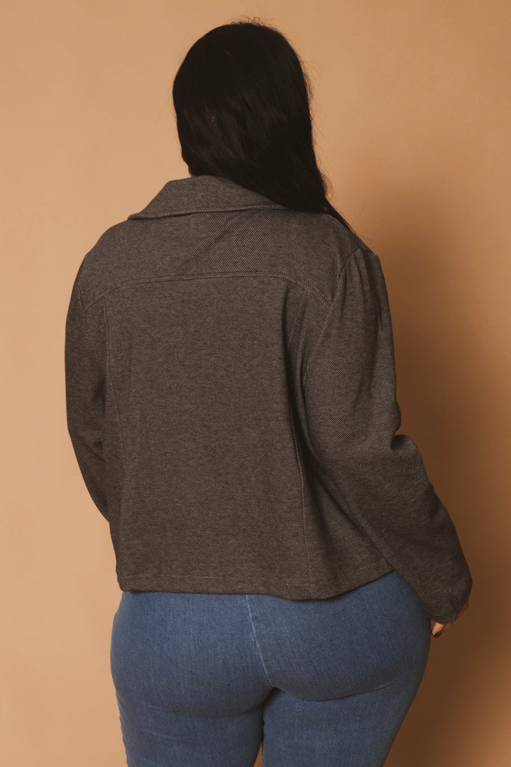 CULTURE CODE Jackets And Outerwear Plus Size Moto Zip-Up  Jacket -Charcoal