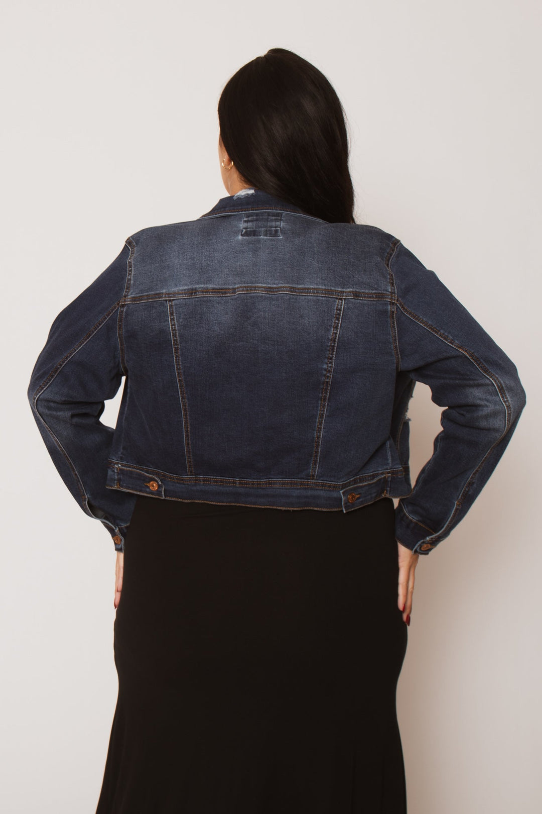 Wax Jean Jackets And Outerwear Plus Size Raven Distressed Jacket - Dark Wash