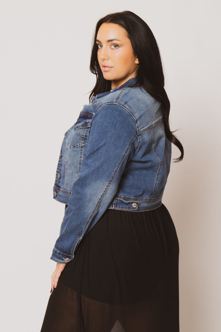 Wax Jean Jackets And Outerwear Plus Size Raven Distressed Jacket - Medium Wash