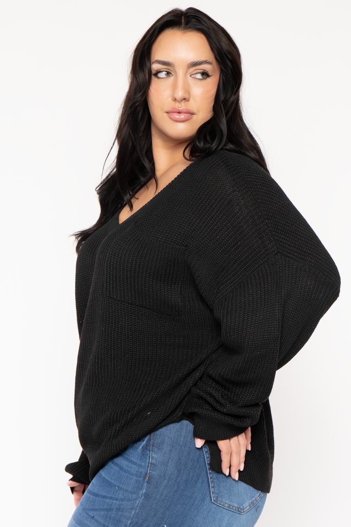 GEE GEE Jackets And Outerwear Plus Size Ria Knitted Sweater  - Black