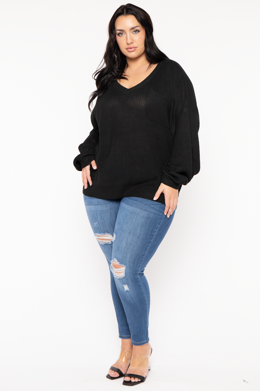 GEE GEE Jackets And Outerwear Plus Size Ria Knitted Sweater  - Black