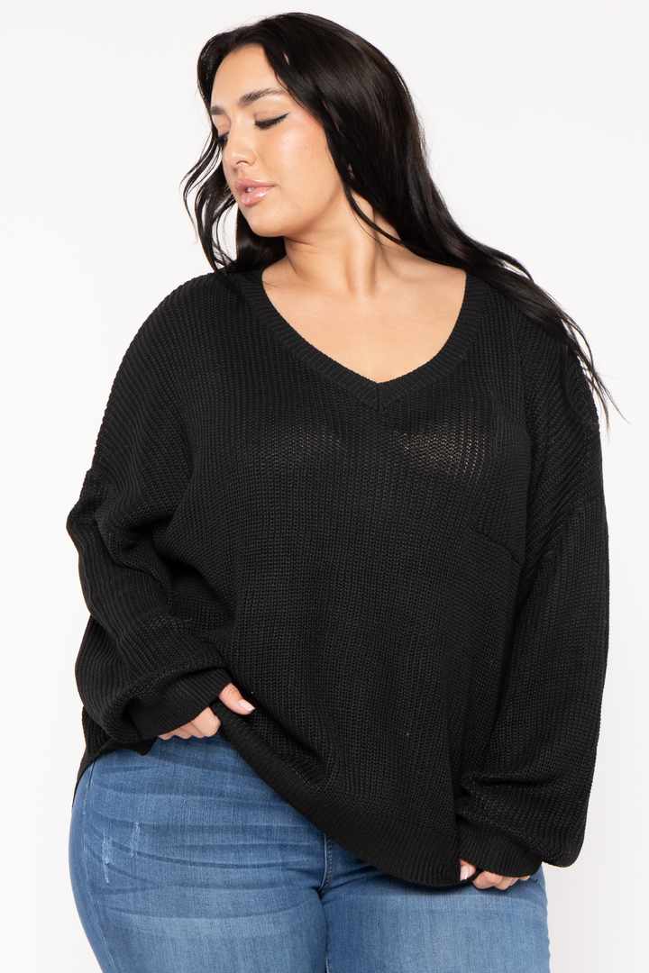 GEE GEE Jackets And Outerwear Plus Size Ria Knitted Sweater  - Black