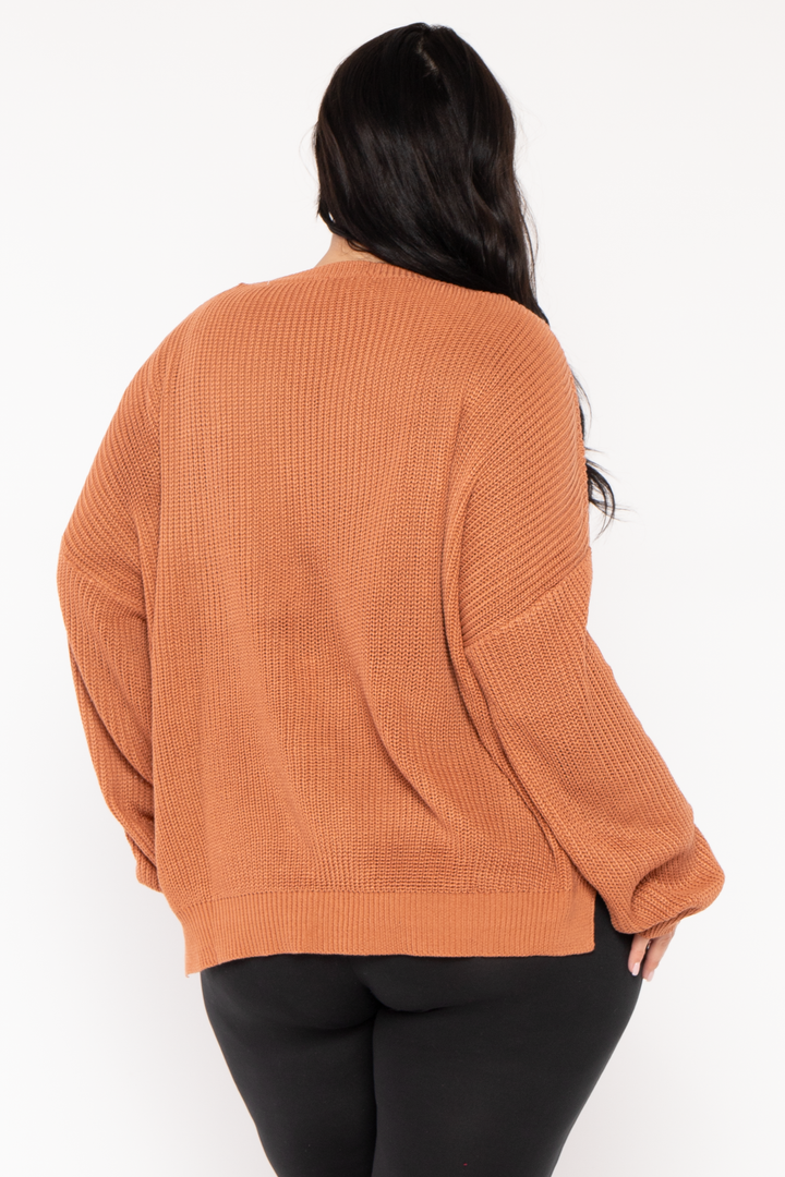 GEE GEE Jackets And Outerwear Plus Size Ria Knitted Sweater  - Rust