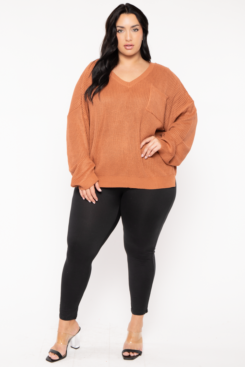 GEE GEE Jackets And Outerwear Plus Size Ria Knitted Sweater  - Rust