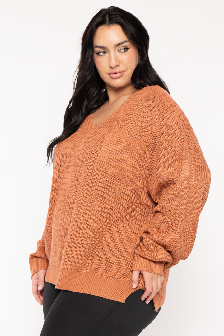 GEE GEE Jackets And Outerwear Plus Size Ria Knitted Sweater  - Rust