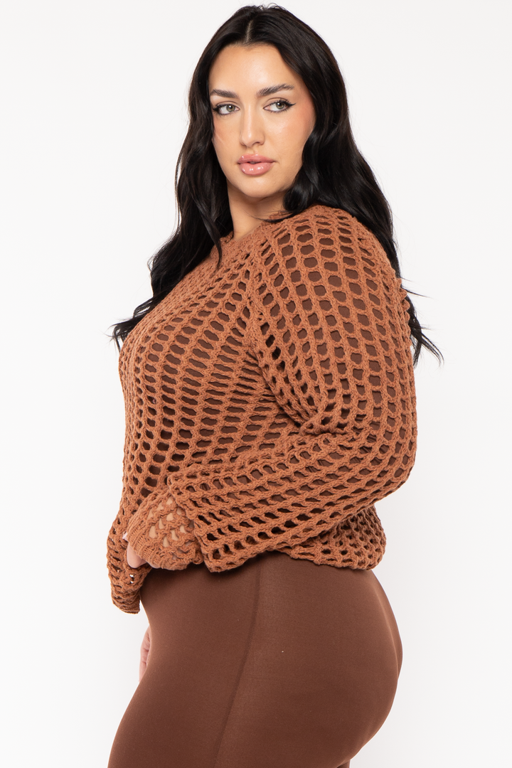 GEE GEE Jackets And Outerwear Plus Size  Sally Knitted Sweater  - Brown