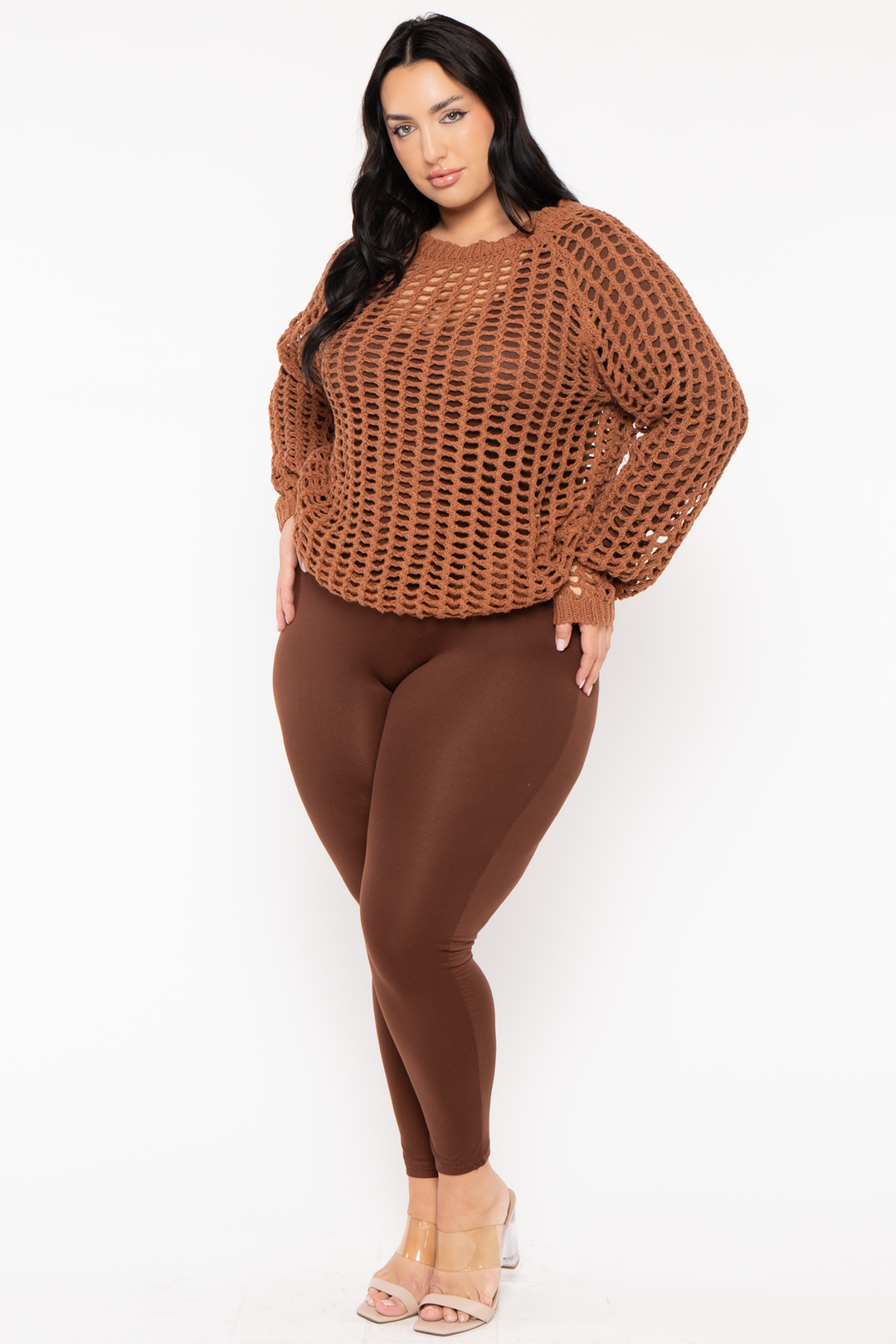 GEE GEE Jackets And Outerwear Plus Size  Sally Knitted Sweater  - Brown