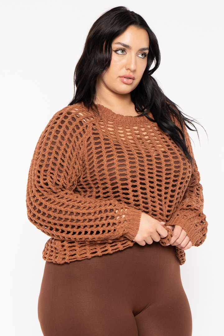 GEE GEE Jackets And Outerwear Plus Size  Sally Knitted Sweater  - Brown