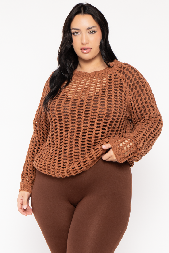 GEE GEE Jackets And Outerwear Plus Size  Sally Knitted Sweater  - Brown