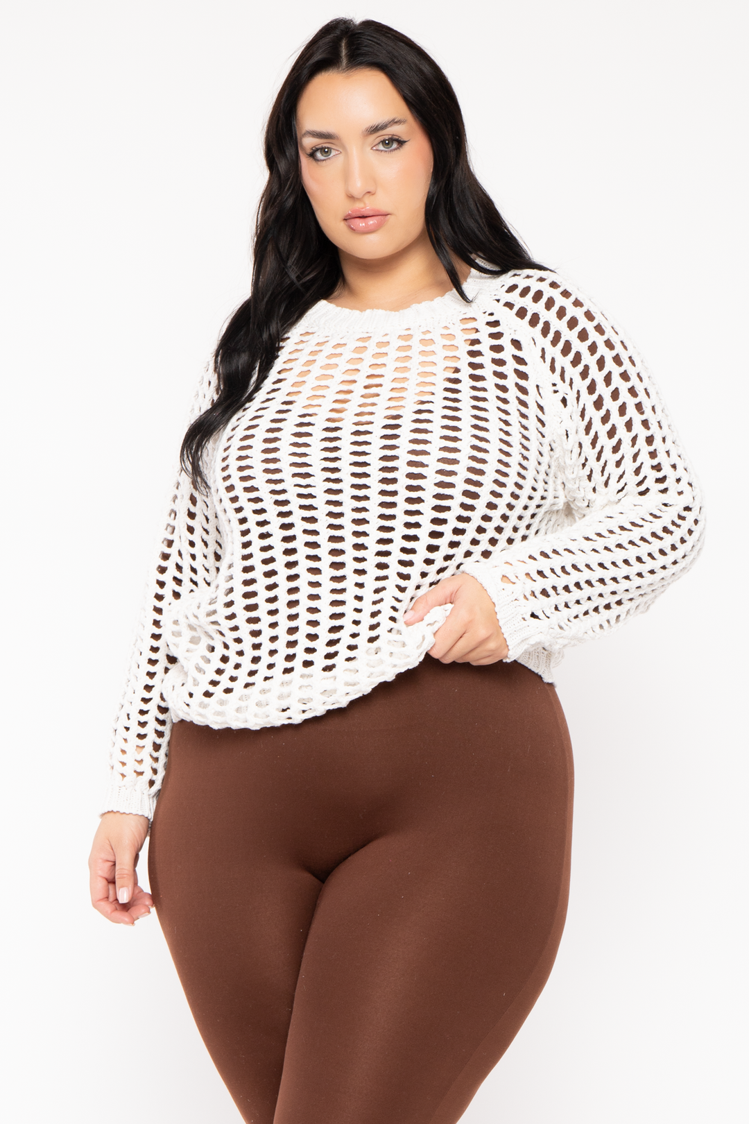 GEE GEE Jackets And Outerwear Plus Size  Sally Knitted Sweater  - Ivory