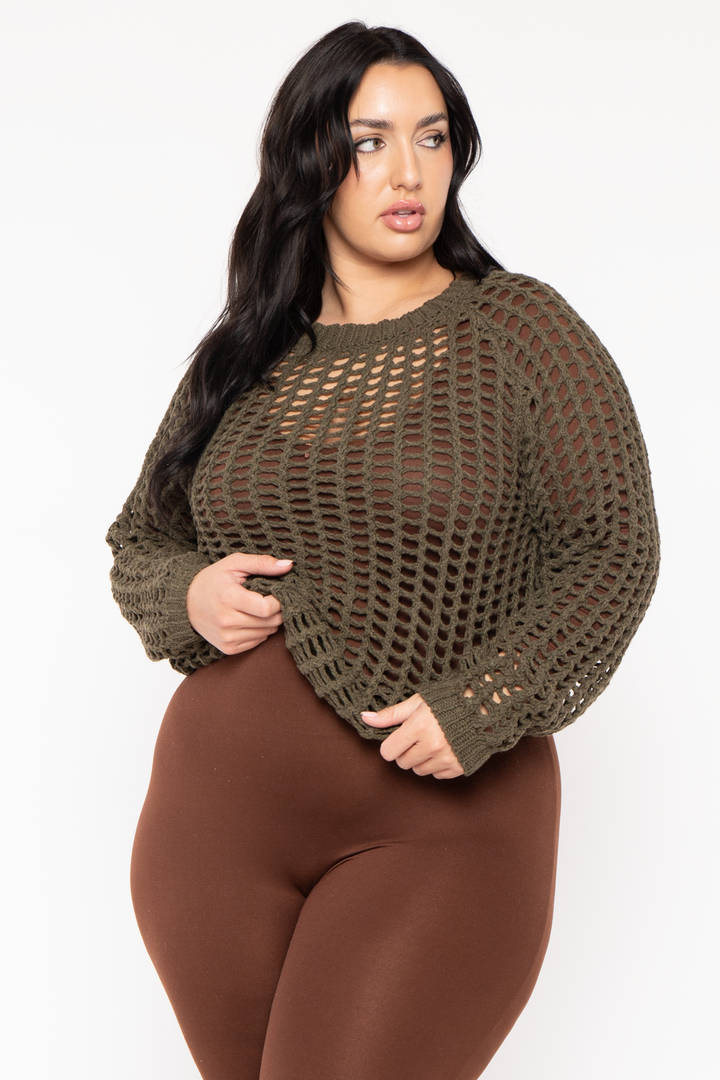 GEE GEE Jackets And Outerwear Plus Size  Sally Knitted Sweater  - Olive