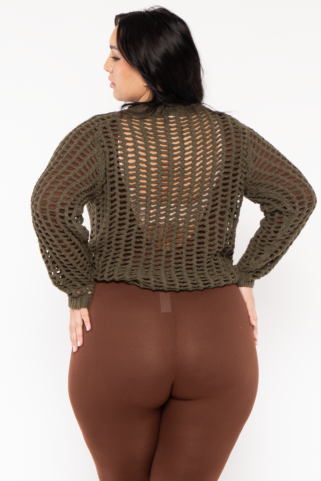 GEE GEE Jackets And Outerwear Plus Size  Sally Knitted Sweater  - Olive