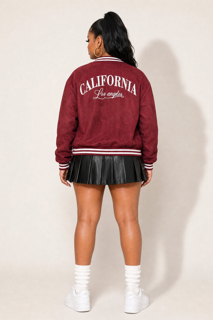 Reflex Jackets And Outerwear Plus Size Victory Lane Varsity Jacket - Burgundy