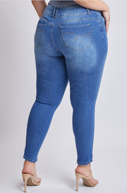 YMI Jeans Plus Size Bam Mid Waist Skinny Jean - Medium Wash