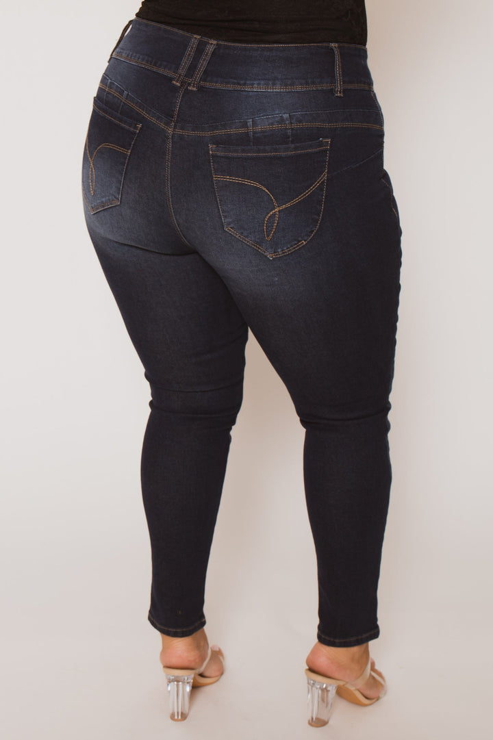YMI Jeans Plus Size Brooklyn Distressed Jeans - Dark Wash