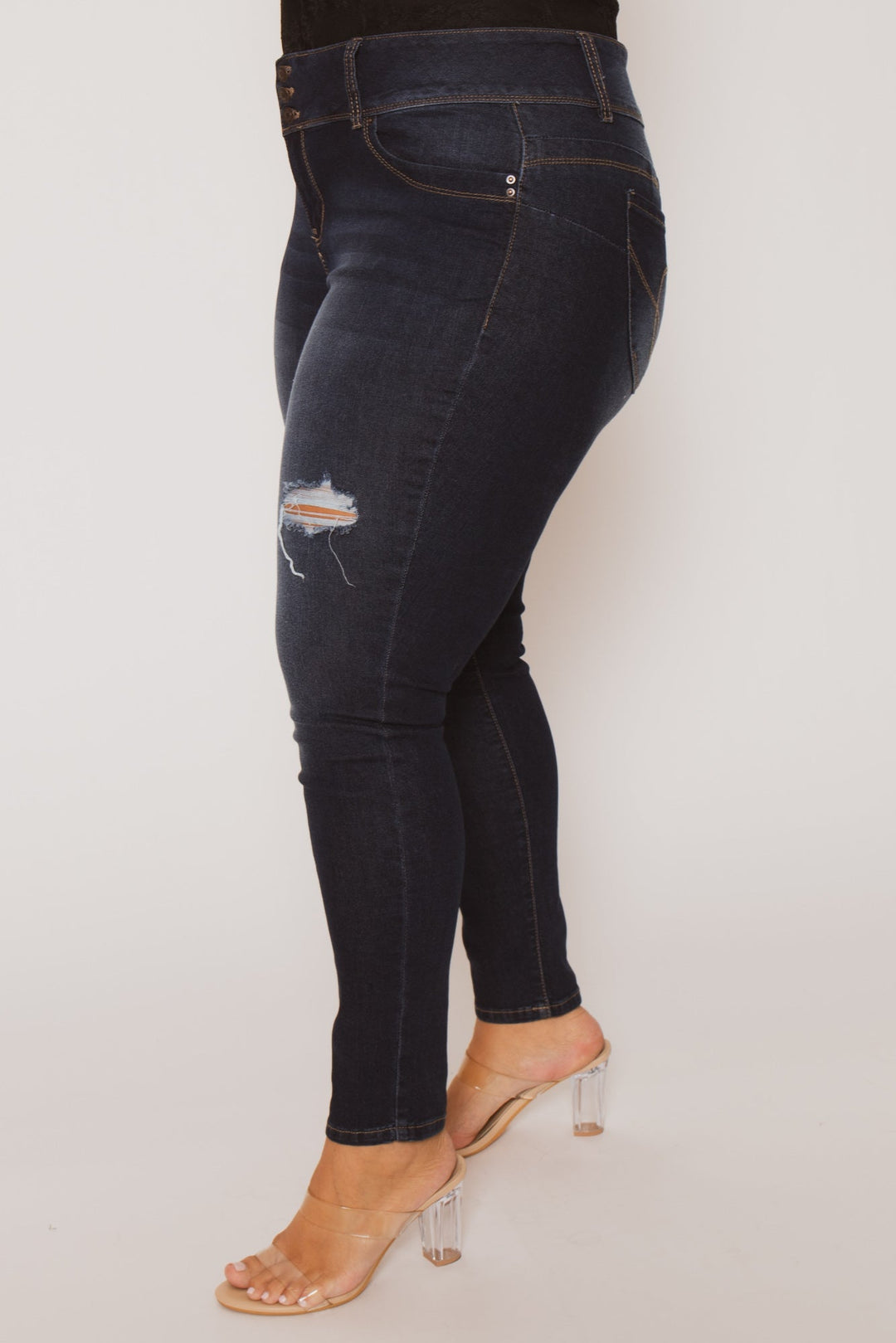 YMI Jeans Plus Size Brooklyn Distressed Jeans - Dark Wash
