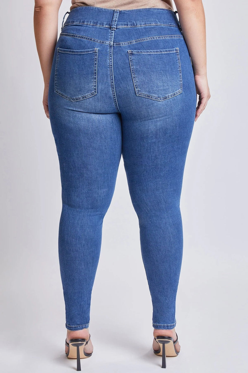 YMI Jeans Plus Size Deniz  Basic 3-Button High-Rise Skinny Jean - Dark Wash