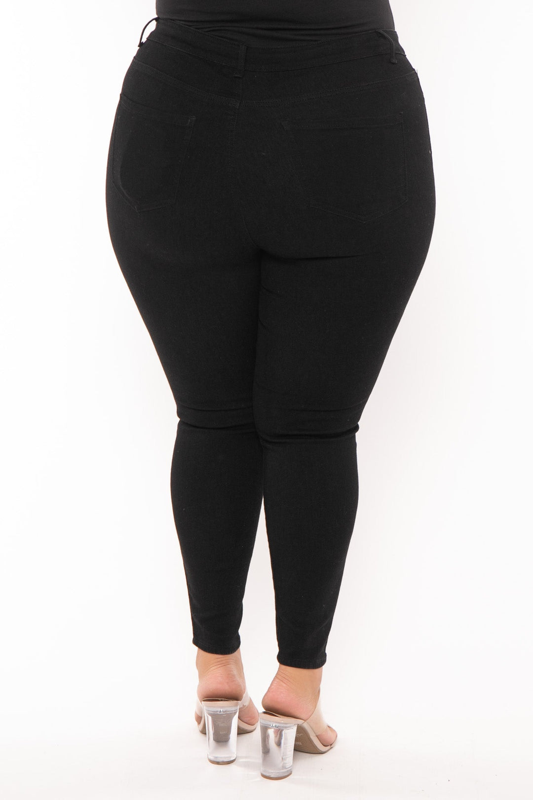 Wax Jean Jeans Plus Size Destroyed  High Waist  Jean - Black