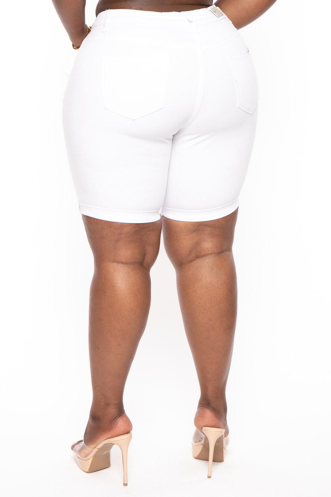 Wax Jean Jeans Plus Size Distressed Bermuda Jean Shorts - White