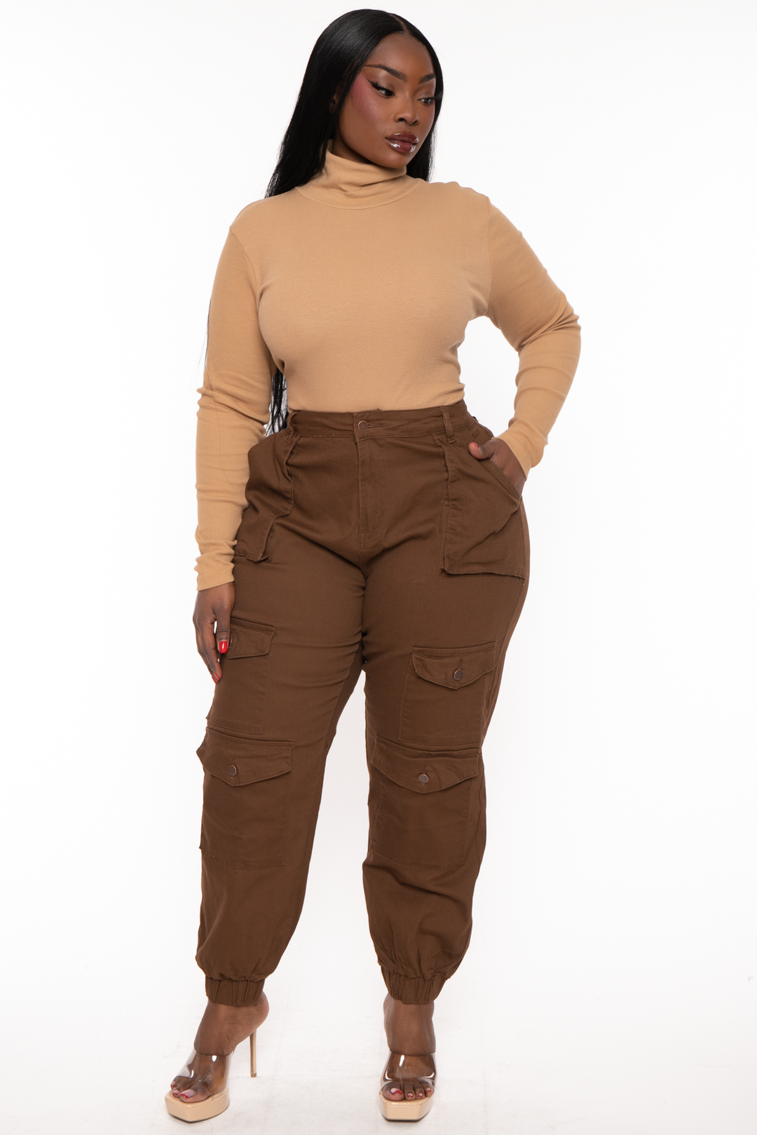 Plus Size Brown Joggers For Women