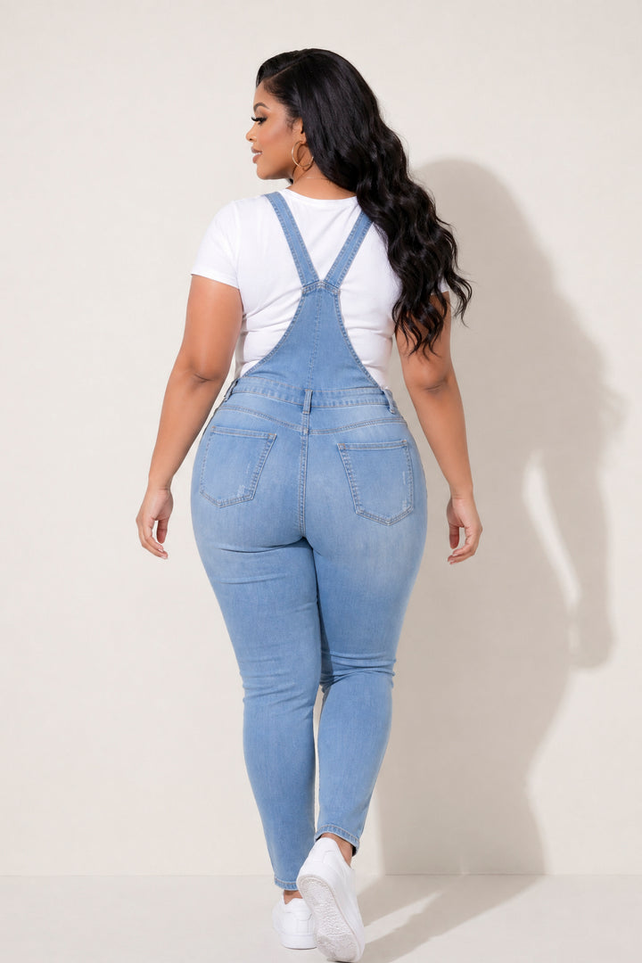 Wax Jean Jeans Plus Size Kai Denim Overalls -  Light Wash