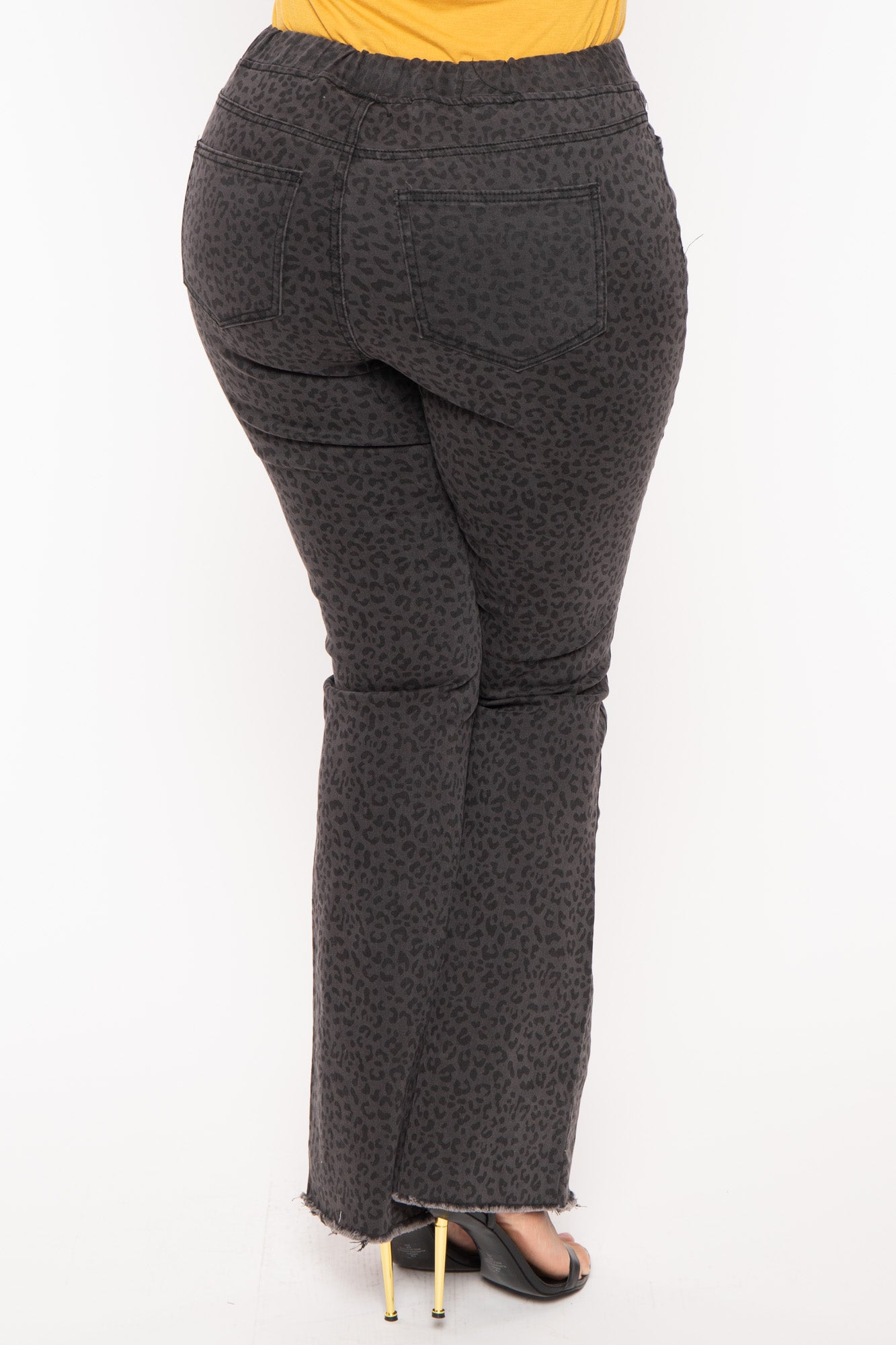 Plus Size Leopard Flare Jean - Black – Curvy Sense