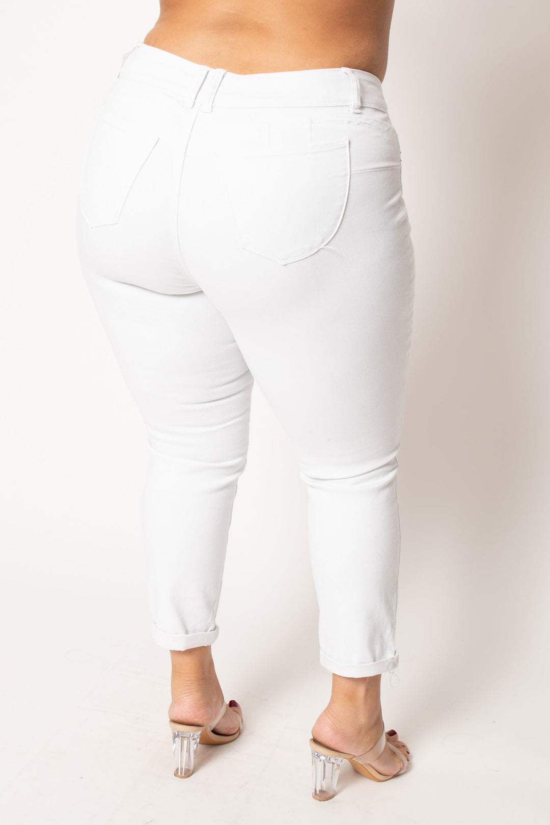 YMI Jeans Plus Size Rogue Distress Jeans - White