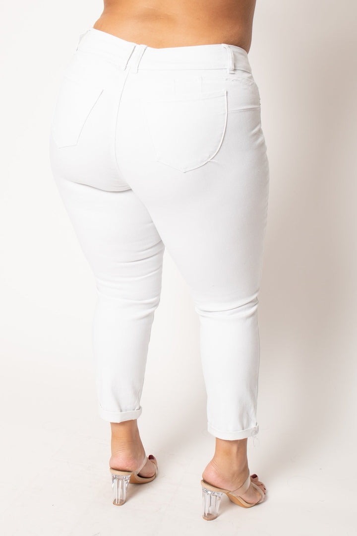 YMI Jeans Plus Size Rogue Distress Jeans - White