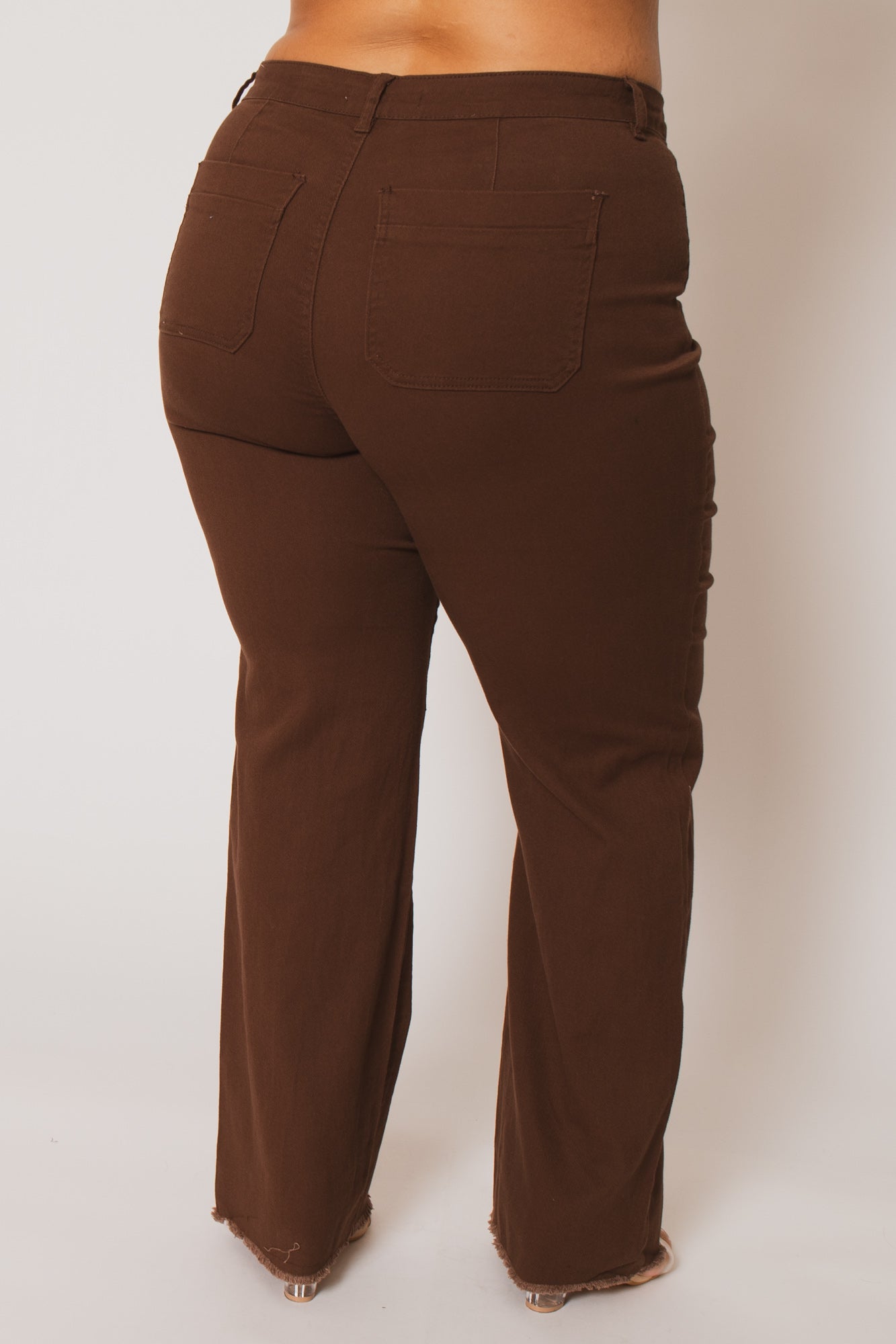 Women's Plus Size Sierra Wide Leg Jeans - Brown - Curvy Sense