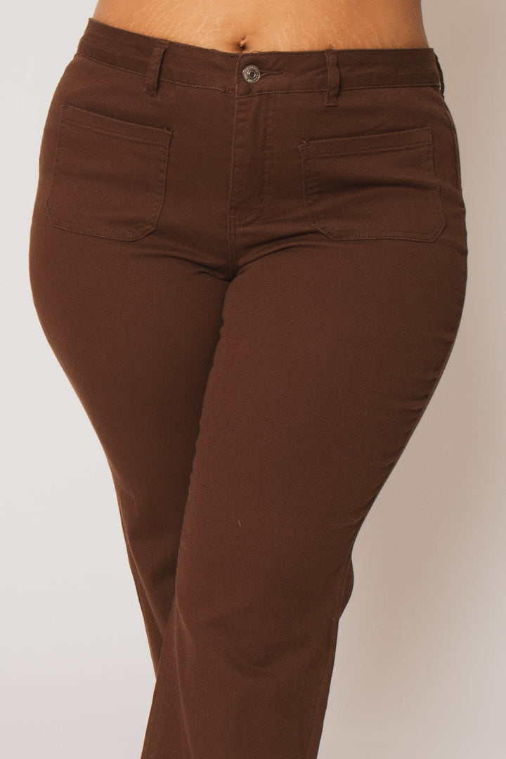 YMI Jeans Plus Size Sierra Wide Leg Jeans -  Brown