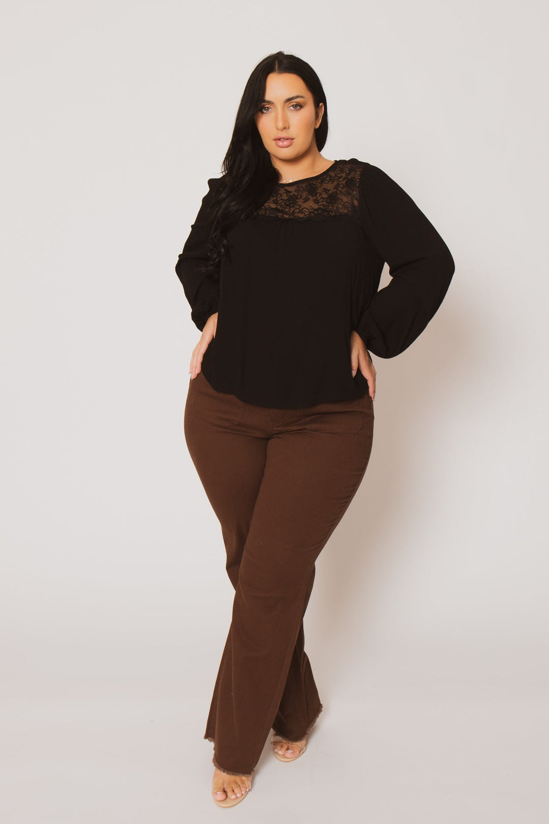 YMI Jeans Plus Size Sierra Wide Leg Jeans -  Brown